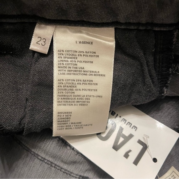 L’Agence Margot High Rise Skinny Cast Iron Jeans NWT Size 23 - Picture 9 of 9